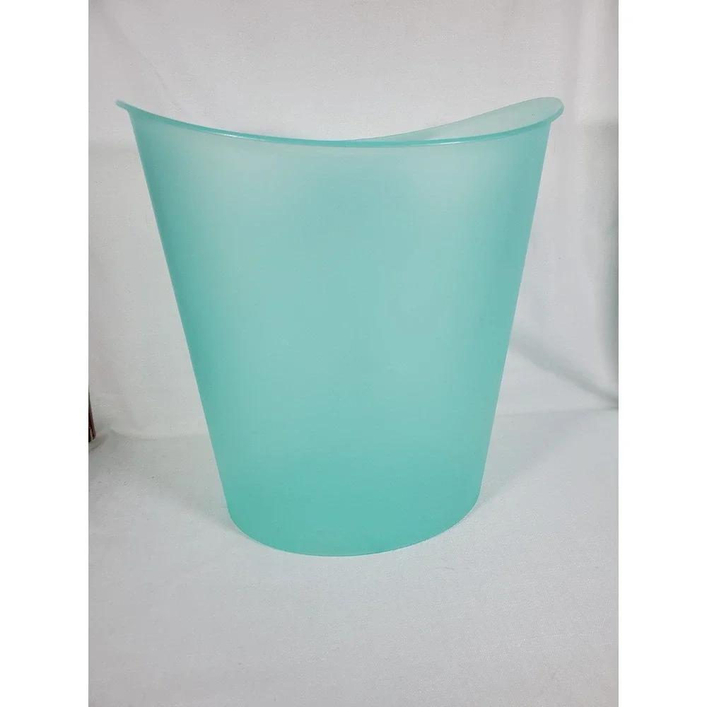 Sterilite Frosted Teal Blue Oval Wastebasket Small Trash Can Bathroom Office Y2K